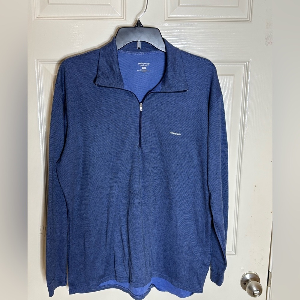 Patagonia Zip Neck Pullover Men Large Blue Capilene Baselayer Outdoors​​ - Picture 4 of 4